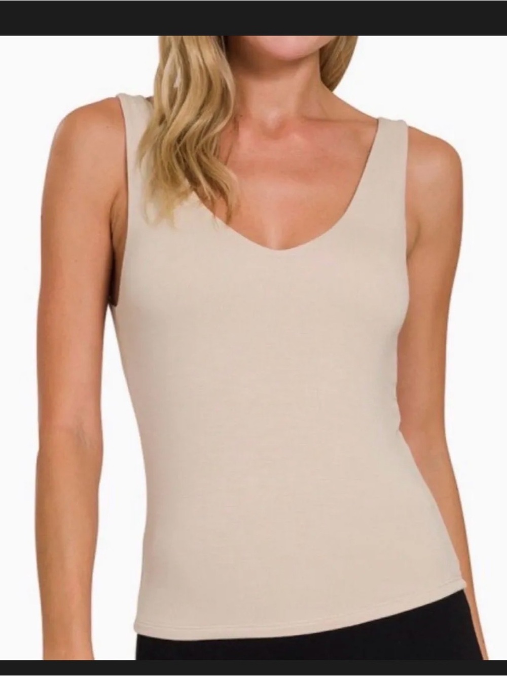 Zenana Outfitters Beige Layered V-Neck Tank Top
